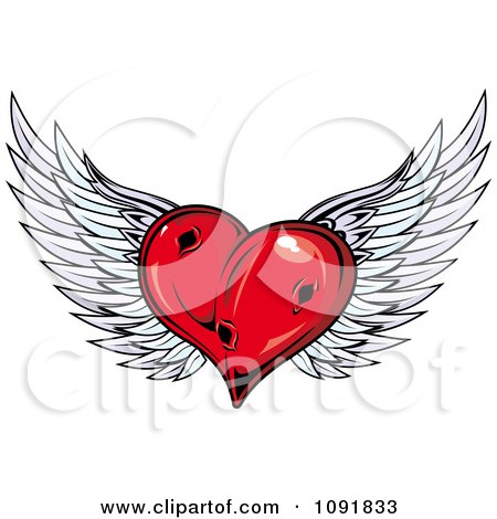 Clipart Red Winged Heart With Holes - Royalty Free Vector Illustration by Vector Tradition SM