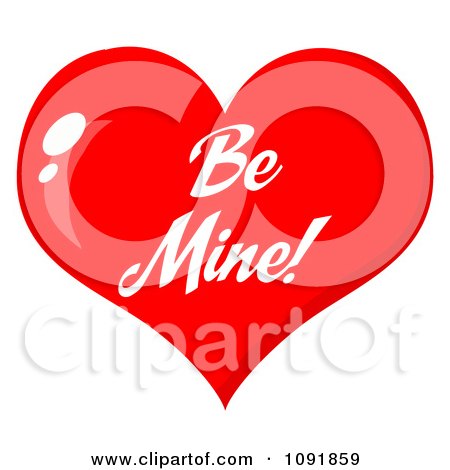 Clipart Shiny Red Be Mine Valentine Heart - Royalty Free Vector Illustration by Hit Toon