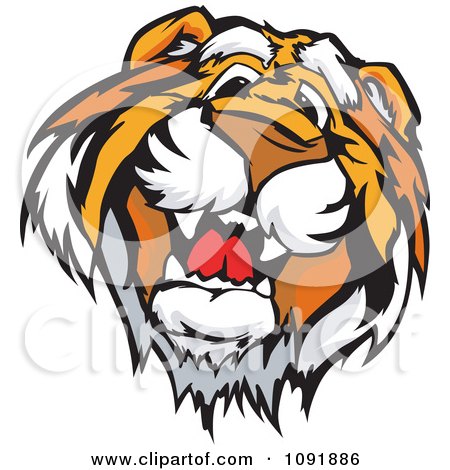 Clipart Friendly Tiger Mascot Face - Royalty Free Vector Illustration by Chromaco