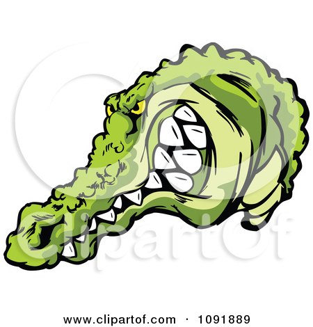 Clipart Grinning Gator Mascot Head - Royalty Free Vector Illustration by Chromaco