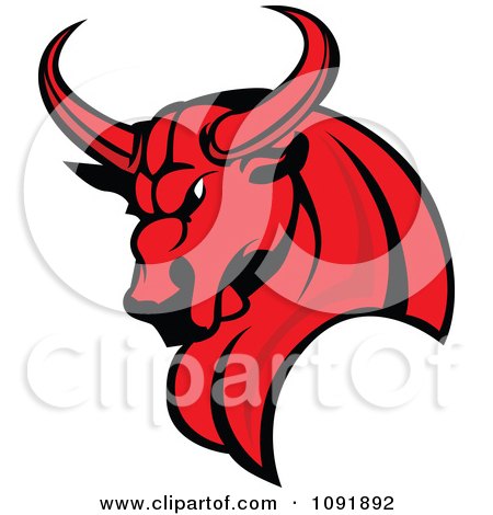 Clipart Red Bull Head Mascot - Royalty Free Vector Illustration by Chromaco