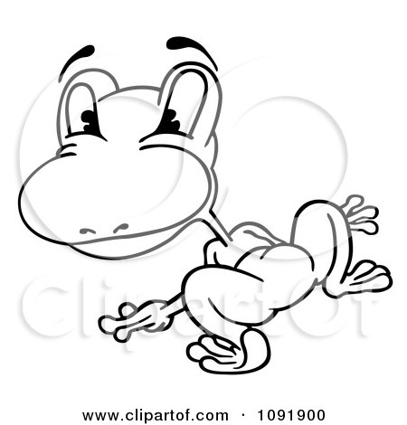 Clipart Outline Of A Frog Looking Back - Royalty Free Vector Illustration by dero