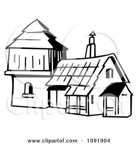 Clipart Outline Of An Old Fashioned House - Royalty Free Vector Illustration by dero
