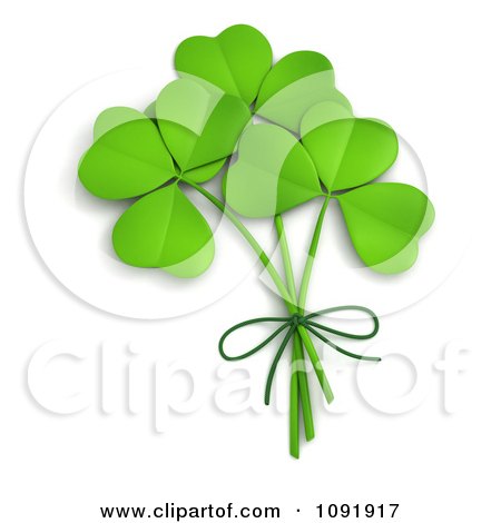 Clipart 3d St Patricks Day Clovers Tied Together - Royalty Free CGI Illustration by BNP Design Studio