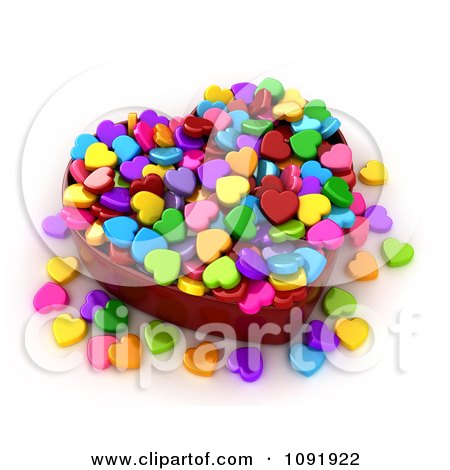Clipart 3d Colorful Heart Candies In A Box - Royalty Free CGI Illustration by BNP Design Studio