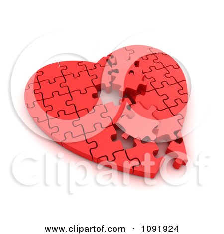 Clipart 3d Incompleted Red Puzzle Heart - Royalty Free CGI Illustration by BNP Design Studio