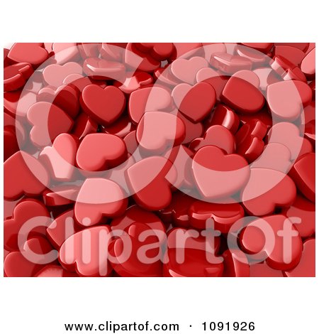Clipart Background Of 3d Red Hearts - Royalty Free CGI Illustration by BNP Design Studio