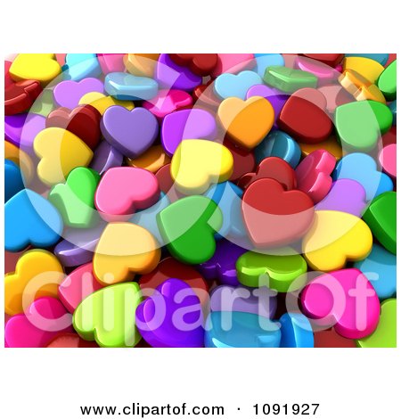 Clipart Background Of 3d Colorful Hearts - Royalty Free CGI Illustration by BNP Design Studio
