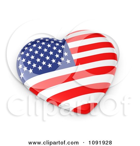 Clipart 3d American Flag Heart - Royalty Free CGI Illustration by BNP Design Studio