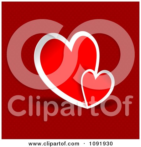 Clipart Two Hearts Over A Red Pattern - Royalty Free Vector Illustration by KJ Pargeter