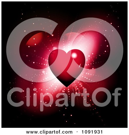 Clipart 3d Red Heart Burst With Flares On Black - Royalty Free Vector Illustration by KJ Pargeter