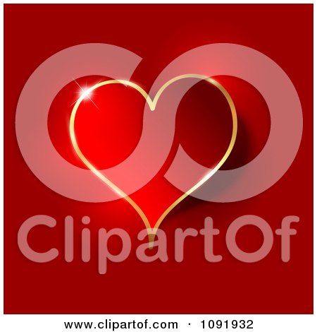 Clipart 3d Red Heart With Gold Trim And A Light Flare - Royalty Free Vector Illustration by KJ Pargeter