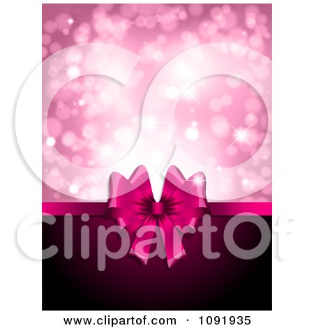 Clipart 3d Pink Valentines Day Gift Ribbon With Copyspace And Pink Sparkles - Royalty Free Vector Illustration by KJ Pargeter