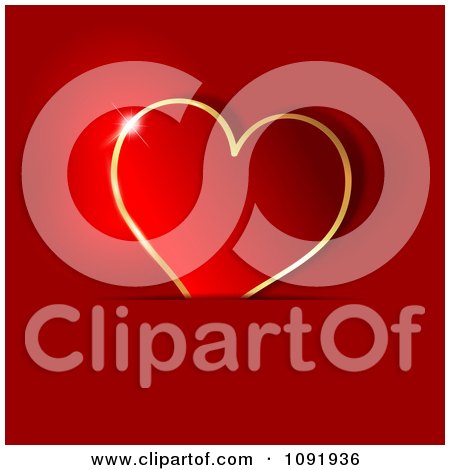 Clipart 3d Red And Gold Heart Tucked In A Sleeve - Royalty Free Vector Illustration by KJ Pargeter