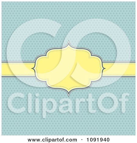 Clipart Yellow Retro Frame Over Blue Polka Dots - Royalty Free Vector Illustration by KJ Pargeter