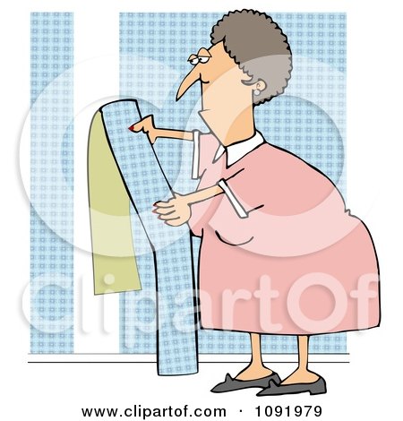 Clipart House Wife Hanging Blue Wallpaper - Royalty Free Illustration by djart