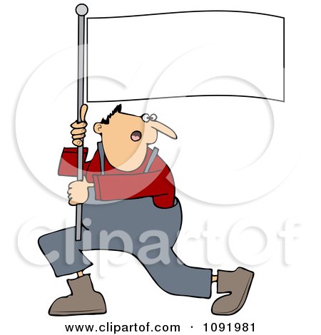 Clipart Man Shouting And Carrying A Flag - Royalty Free Vector Illustration by djart