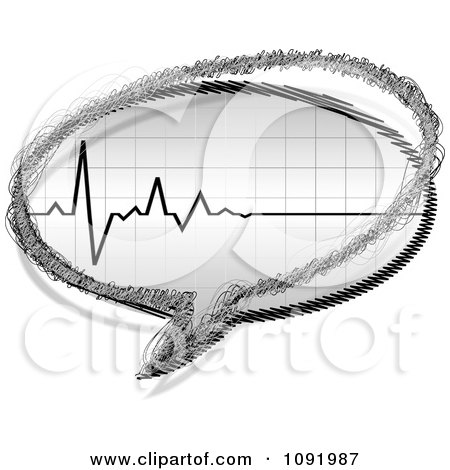 Clipart Grayscale Heart Monitor Chat Balloon - Royalty Free Vector Illustration by Andrei Marincas