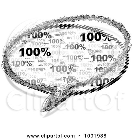Clipart Grayscale 100 Percent Sales Chat Balloon - Royalty Free Vector Illustration by Andrei Marincas