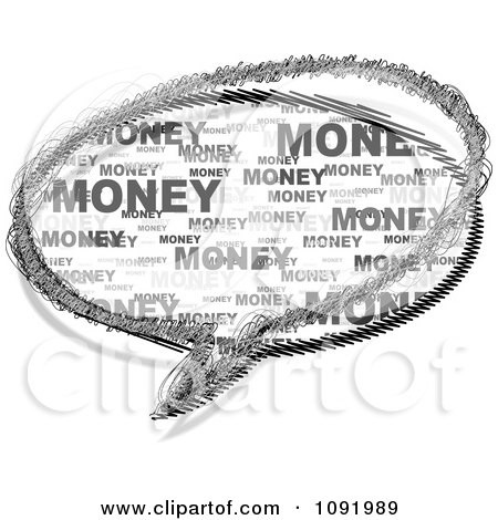Clipart Grayscale Money Chat Balloon - Royalty Free Vector Illustration by Andrei Marincas