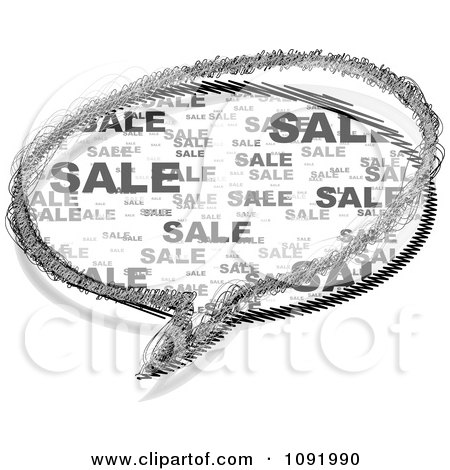Clipart Grayscale Sale Chat Balloon - Royalty Free Vector Illustration by Andrei Marincas