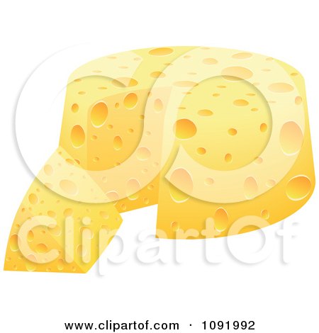 Clipart 3d Round Cheese And Wedge - Royalty Free Vector Illustration by Andrei Marincas