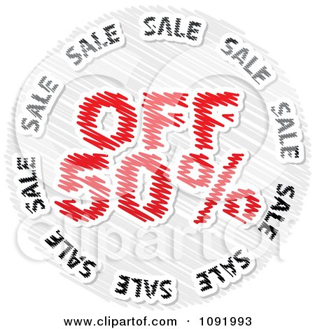 Clipart Scribbled Fifty Percent Off Sale Icon - Royalty Free Vector Illustration by Andrei Marincas