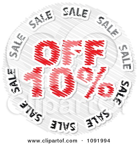 Clipart Scribbled Ten Percent Off Sale Icon - Royalty Free Vector Illustration by Andrei Marincas