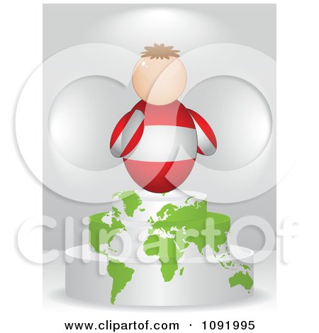 Clipart 3d Austrian Flag Person On An Atlas Podium - Royalty Free Vector Illustration by Andrei Marincas