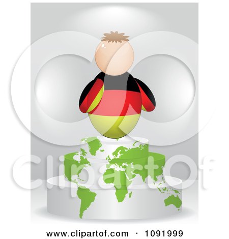 Clipart 3d German Flag Person On An Atlas Podium - Royalty Free Vector Illustration by Andrei Marincas