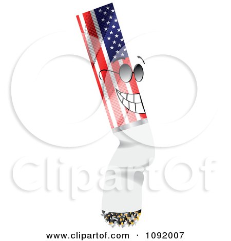 Clipart Grinning American Cigarette Butt Wearing Shades - Royalty Free Vector Illustration by Andrei Marincas