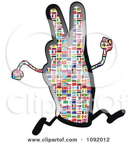 Clipart National Flag Victory Hand Character Running - Royalty Free Vector Illustration by Andrei Marincas