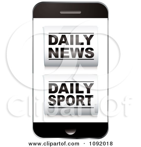 Clipart 3d Smart Phone With Daily News And Daily Sport Icons On The Screen - Royalty Free Vector Illustration by michaeltravers