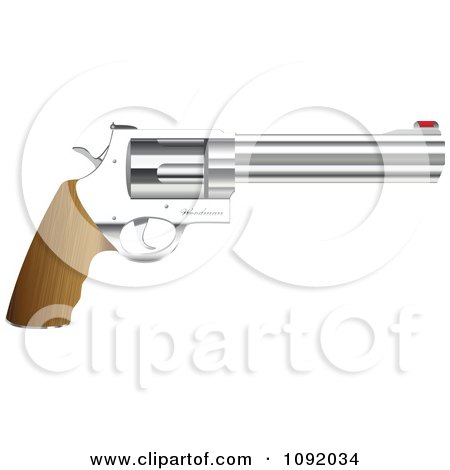 Clipart 3d Wooden Handled Revolver Handgun - Royalty Free Vector Illustration by michaeltravers