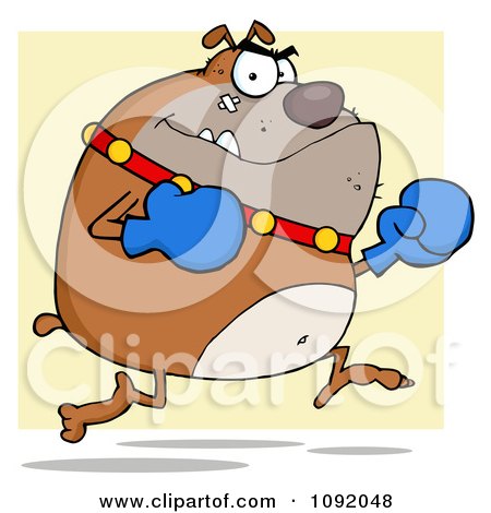 Clipart Brown Bulldog Boxer - Royalty Free Vector Illustration by Hit Toon