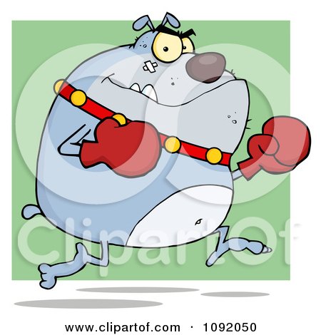 Clipart Gray Bulldog Boxer - Royalty Free Vector Illustration by Hit Toon