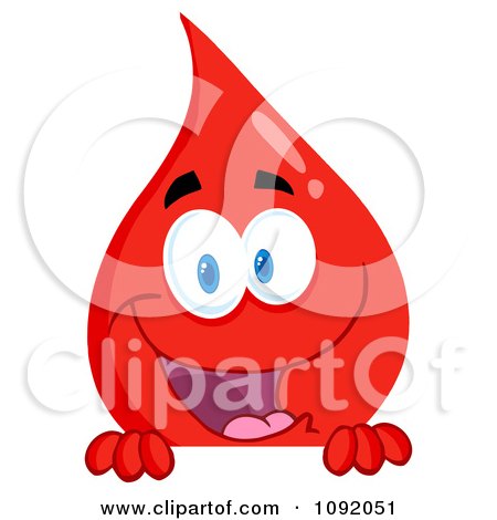 Clipart Blood Guy Smiling Over A Blank Sign - Royalty Free Vector Illustration by Hit Toon