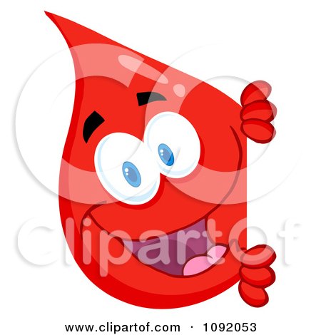 Clipart Blood Guy Smiling Around A Blank Sign - Royalty Free Vector Illustration by Hit Toon