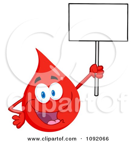 Clipart Blood Guy Holding Up A Blank Sign - Royalty Free Vector Illustration by Hit Toon