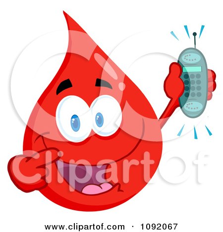 Clipart Blood Guy Holding A Cell Phone - Royalty Free Vector Illustration by Hit Toon