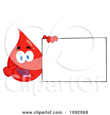 Clipart Blood Guy Presenting A Blank Sign - Royalty Free Vector Illustration by Hit Toon