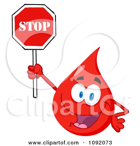 Clipart Blood Guy Holding A Stop Sign - Royalty Free Vector Illustration by Hit Toon