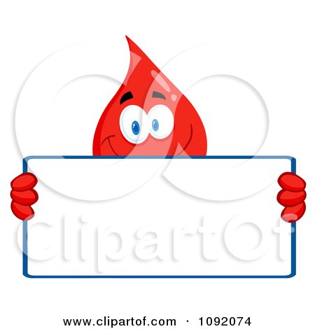 Clipart Blood Guy Holding A Blank Sign - Royalty Free Vector Illustration by Hit Toon