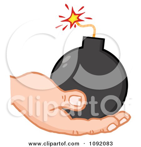 Clipart White Terrorist Hand Holding A Bomb - Royalty Free Vector Illustration by Hit Toon