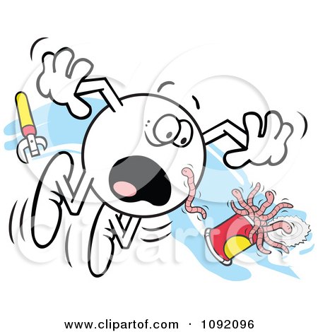 Clipart Shocked Moodie Character Opening A Can Of Worms - Royalty Free Vector Illustration by Johnny Sajem