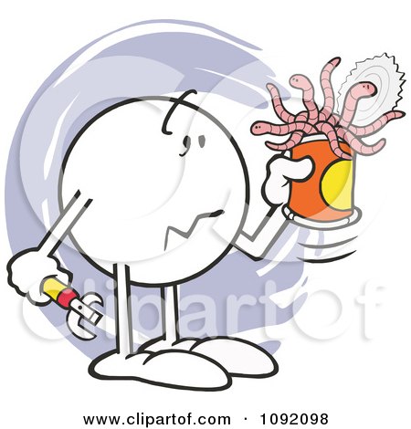 Clipart Moodie Character Opening A Can Of Worms - Royalty Free Vector Illustration by Johnny Sajem