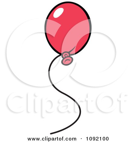 Clipart Floating Red Balloon - Royalty Free Vector Illustration by Johnny Sajem