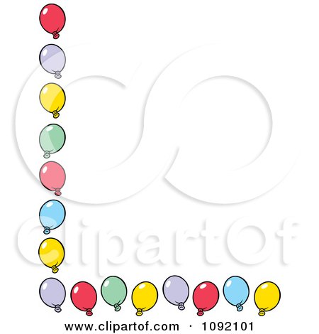 Clipart Left And Bottom Border Of Colorful Party Balloons - Royalty Free Vector Illustration by Johnny Sajem