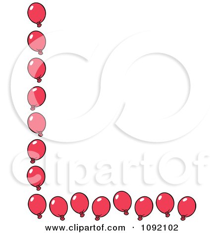 Clipart Left And Bottom Border Of Red Party Balloons - Royalty Free Vector Illustration by Johnny Sajem