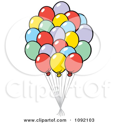 Clipart Colorful Party Balloon Bouquet - Royalty Free Vector Illustration by Johnny Sajem